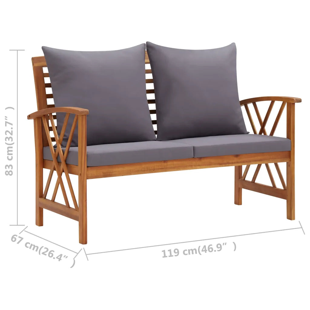 Set mobilier grădină cu perne, 5 piese, lemn masiv de acacia
