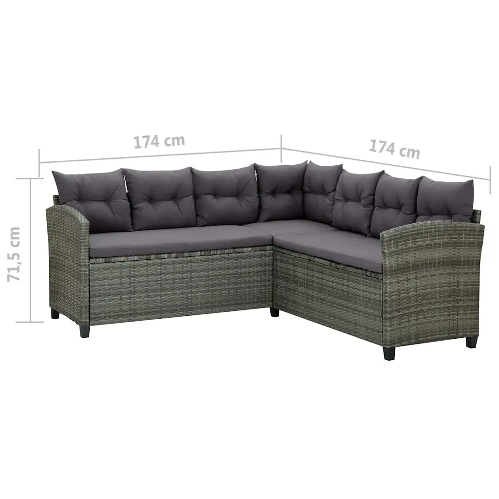 Set mobilier de grădină cu perne, 6 piese, gri, poliratan
