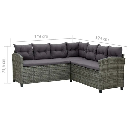 Set mobilier de grădină cu perne, 6 piese, gri, poliratan