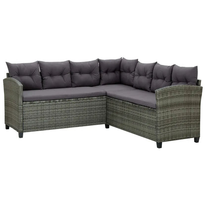 Set mobilier de grădină cu perne, 6 piese, gri, poliratan