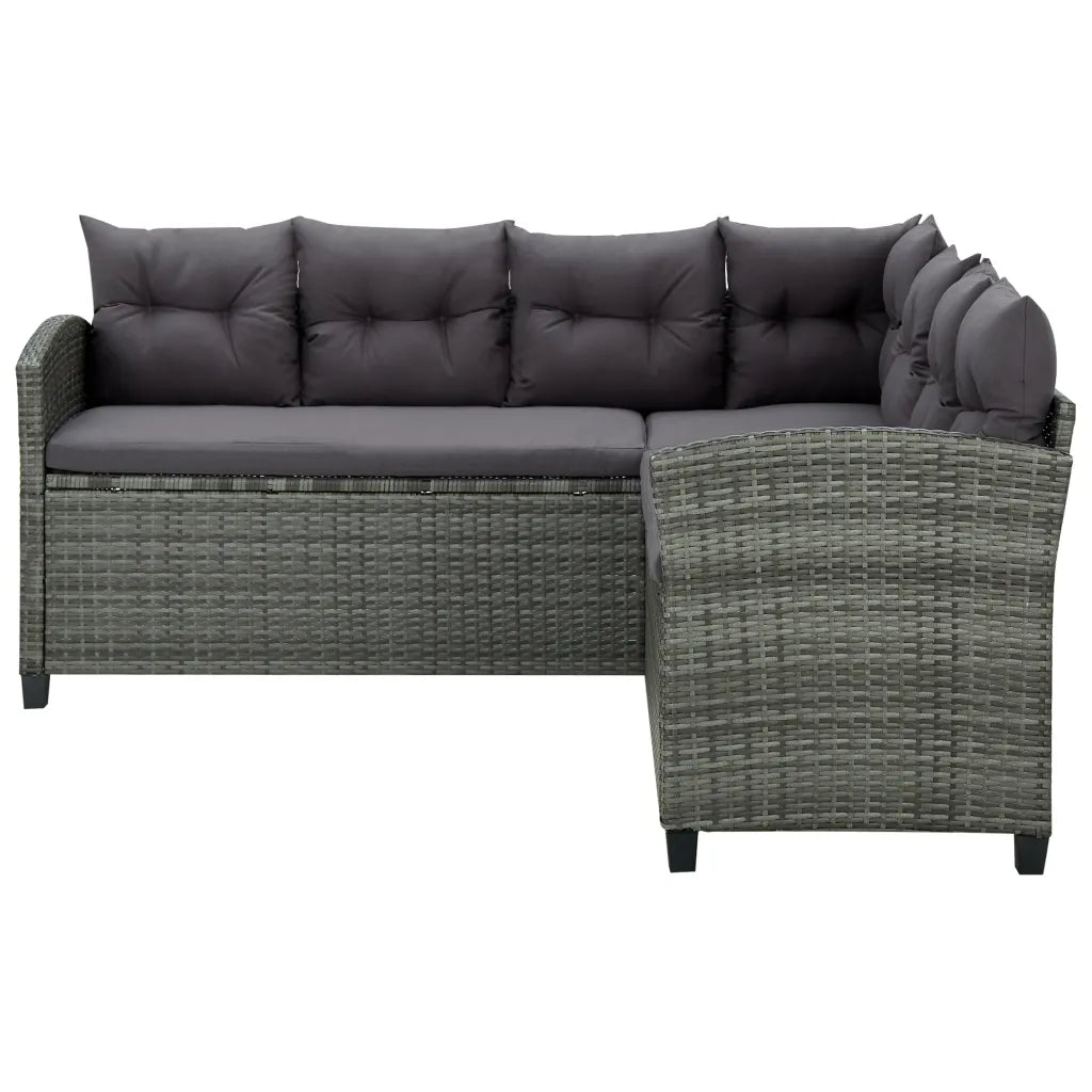Set mobilier de grădină cu perne, 6 piese, gri, poliratan