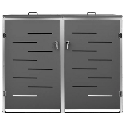 Magazie pentru două pubele, 138x77,5x112,5 cm, oțel inoxidabil