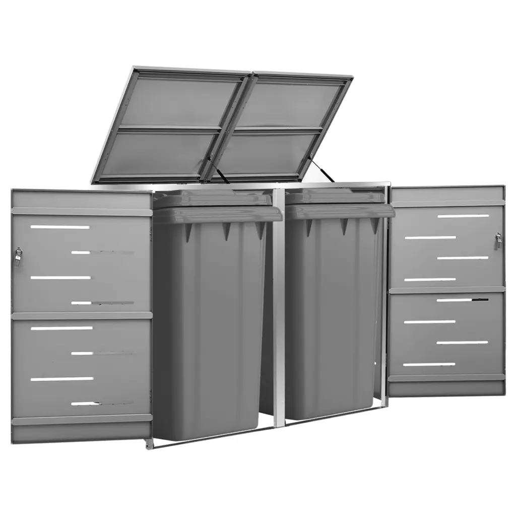Magazie pentru două pubele, 138x77,5x112,5 cm, oțel inoxidabil