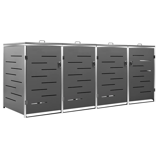 Magazie pentru patru pubele 276,5x77,5x112,5 cm oțel inoxidabil