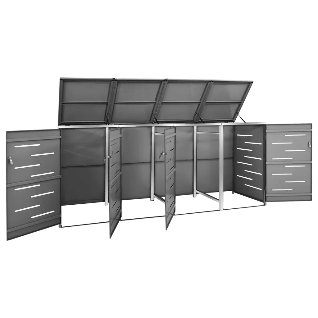 Magazie pentru patru pubele 276,5x77,5x112,5 cm oțel inoxidabil