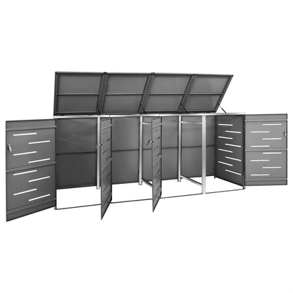 Magazie pentru patru pubele 276,5x77,5x112,5 cm oțel inoxidabil