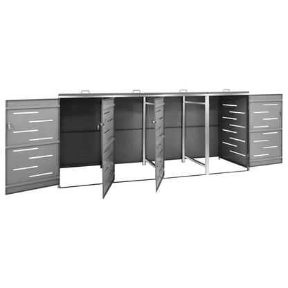 Magazie pentru patru pubele 276,5x77,5x112,5 cm oțel inoxidabil