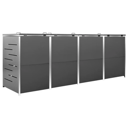 Magazie pentru patru pubele 276,5x77,5x112,5 cm oțel inoxidabil