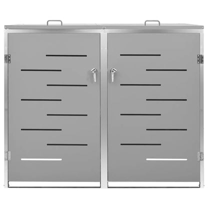 Magazie pentru două pubele, 138x77,5x112,5 cm, oțel inoxidabil