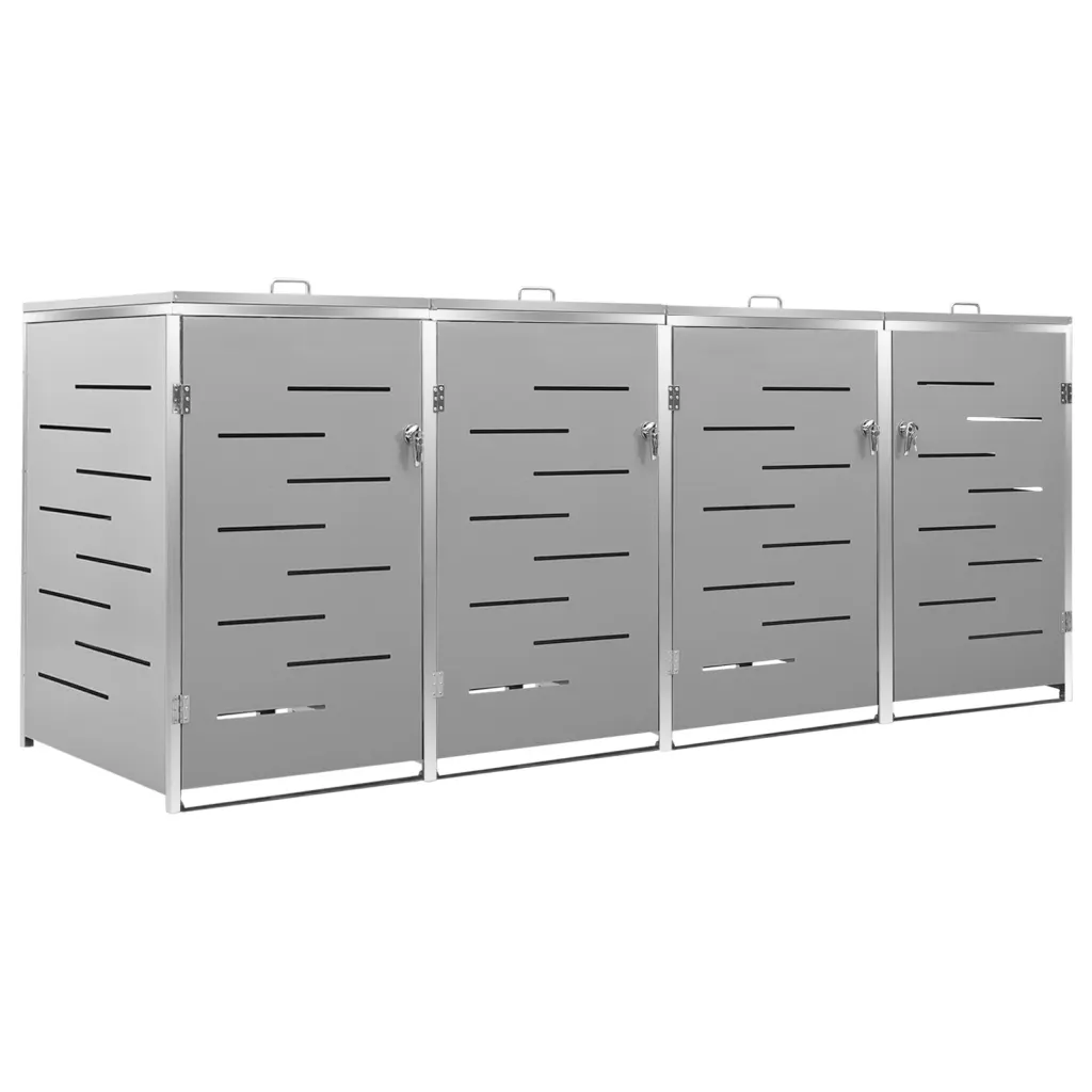 Magazie pentru patru pubele 276,5x77,5x112,5 cm oțel inoxidabil