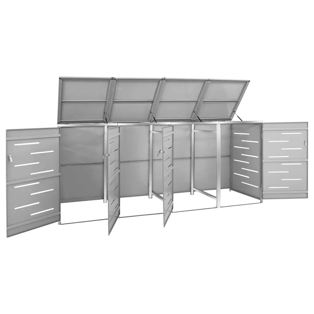Magazie pentru patru pubele 276,5x77,5x112,5 cm oțel inoxidabil