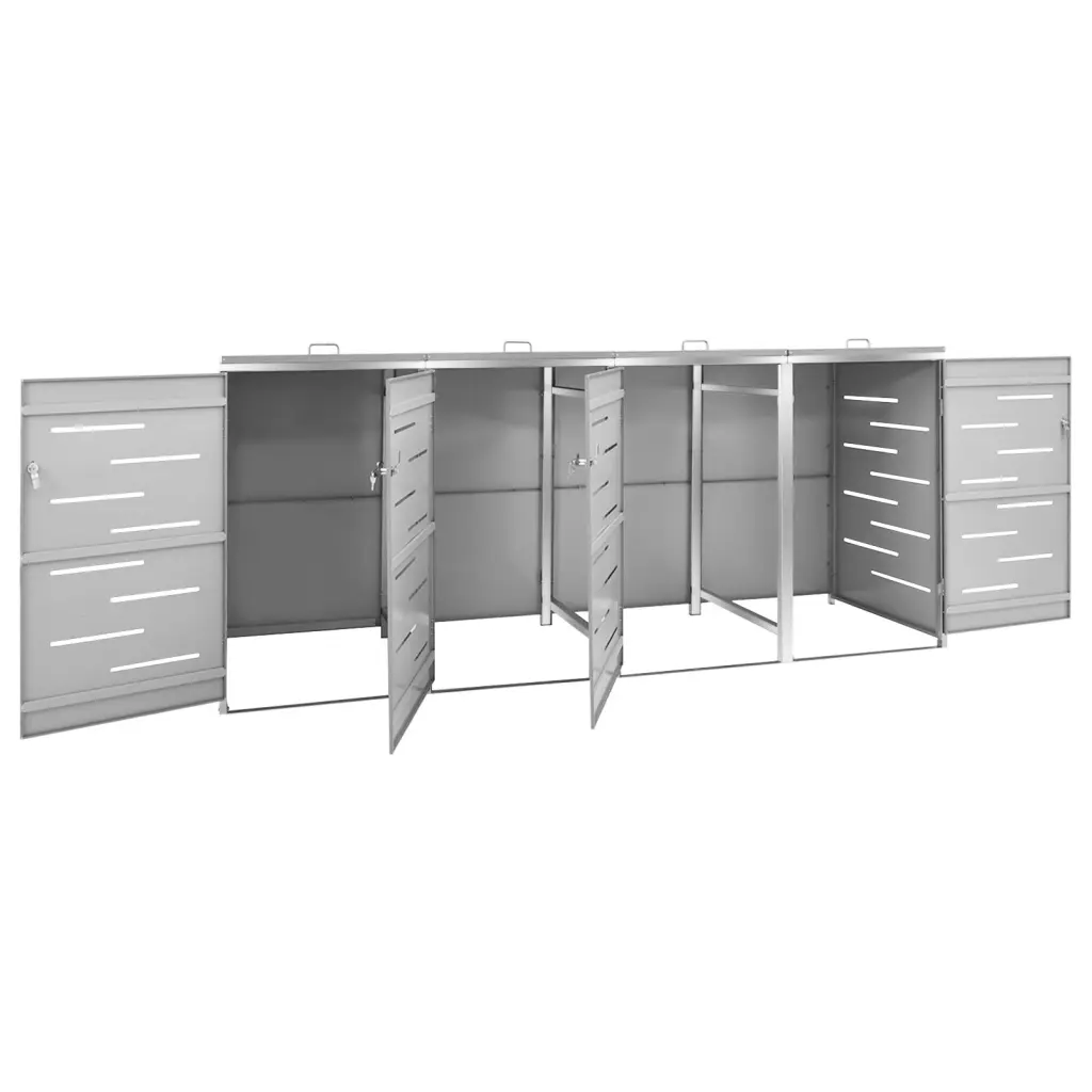 Magazie pentru patru pubele 276,5x77,5x112,5 cm oțel inoxidabil
