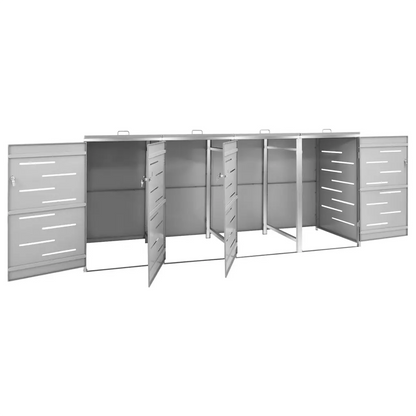 Magazie pentru patru pubele 276,5x77,5x112,5 cm oțel inoxidabil