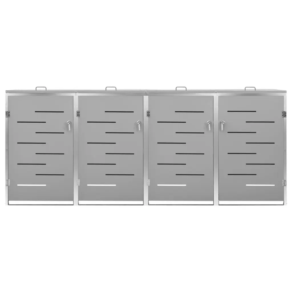 Magazie pentru patru pubele 276,5x77,5x112,5 cm oțel inoxidabil