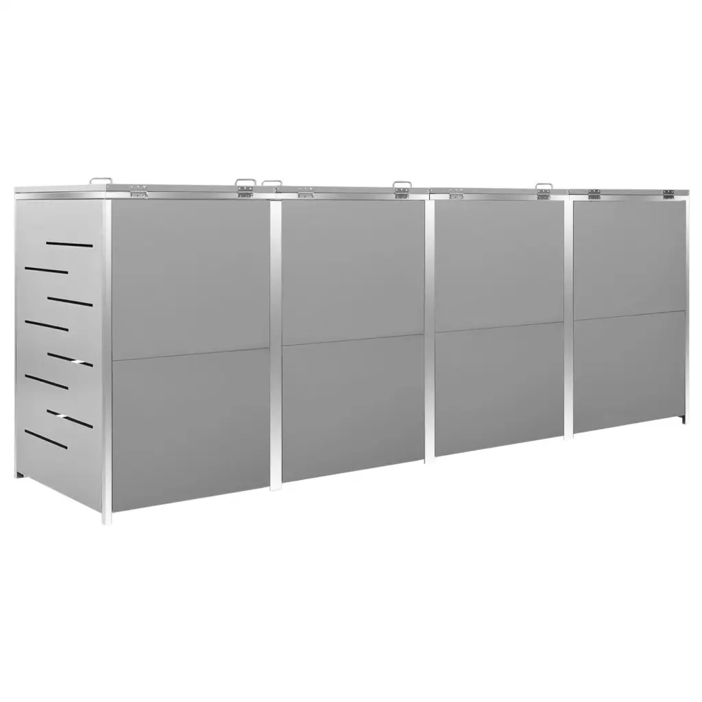 Magazie pentru patru pubele 276,5x77,5x112,5 cm oțel inoxidabil