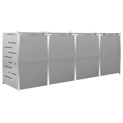 Magazie pentru patru pubele 276,5x77,5x112,5 cm oțel inoxidabil