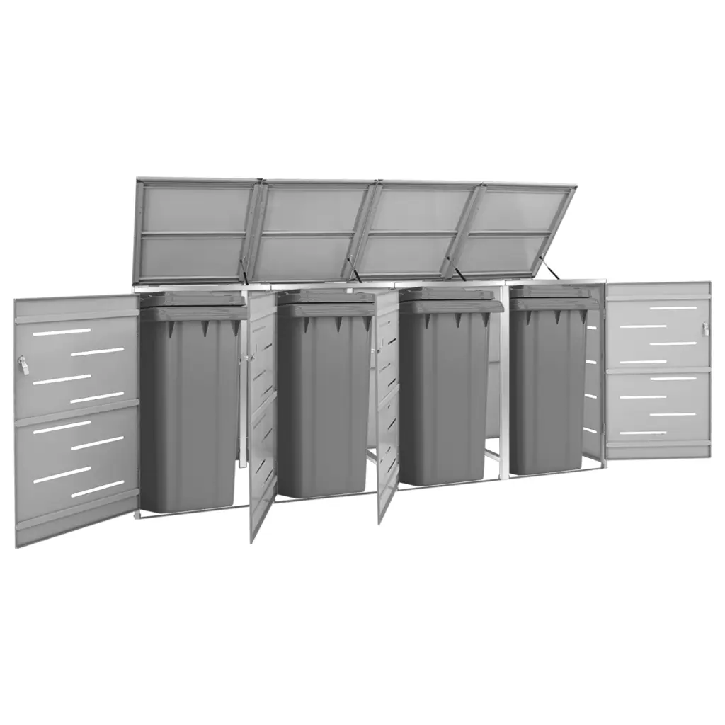 Magazie pentru patru pubele 276,5x77,5x112,5 cm oțel inoxidabil