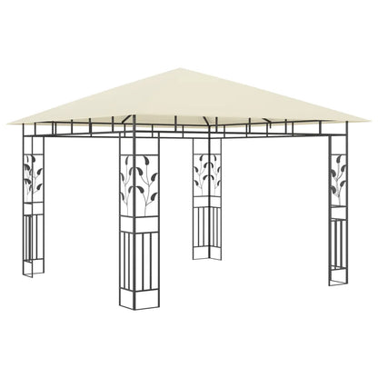 Pavilion cu plasă anti-țânțari & lumini LED crem 3x3x2,73m