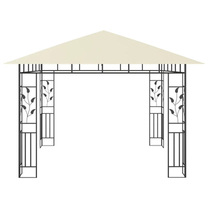 Pavilion cu plasă anti-țânțari & lumini LED crem 3x3x2,73m
