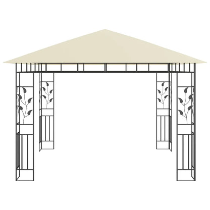 Pavilion cu plasă anti-țânțari & lumini LED crem 3x3x2,73m