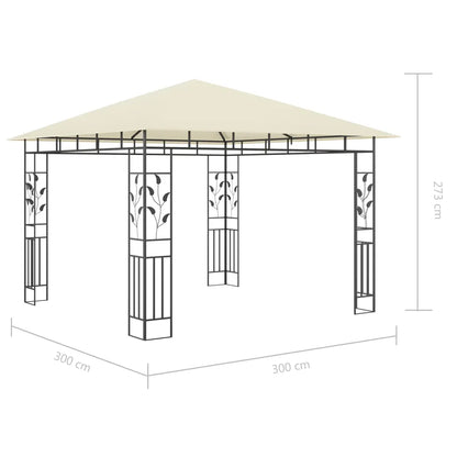 Pavilion cu plasă anti-țânțari & lumini LED crem 3x3x2,73m
