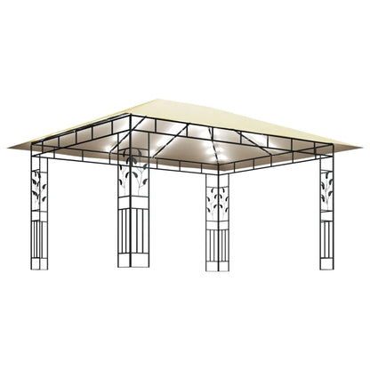 Pavilion cu plasă anti-țânțari & lumini LED crem 4x3x2,73m