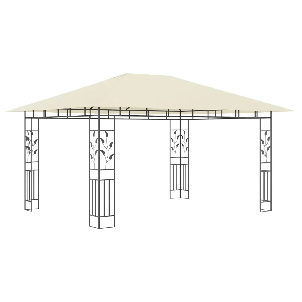 Pavilion cu plasă anti-țânțari & lumini LED crem 4x3x2,73m