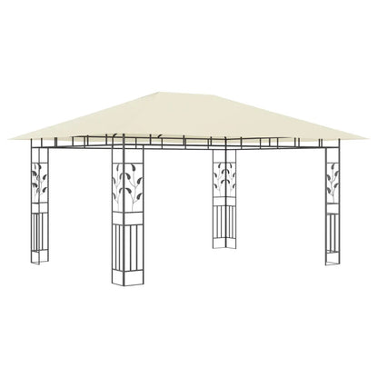 Pavilion cu plasă anti-țânțari & lumini LED crem 4x3x2,73m