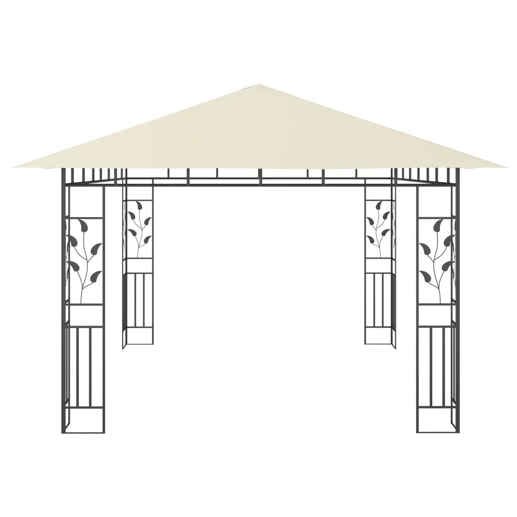 Pavilion cu plasă anti-țânțari & lumini LED crem 4x3x2,73m
