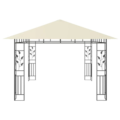 Pavilion cu plasă anti-țânțari & lumini LED crem 4x3x2,73m