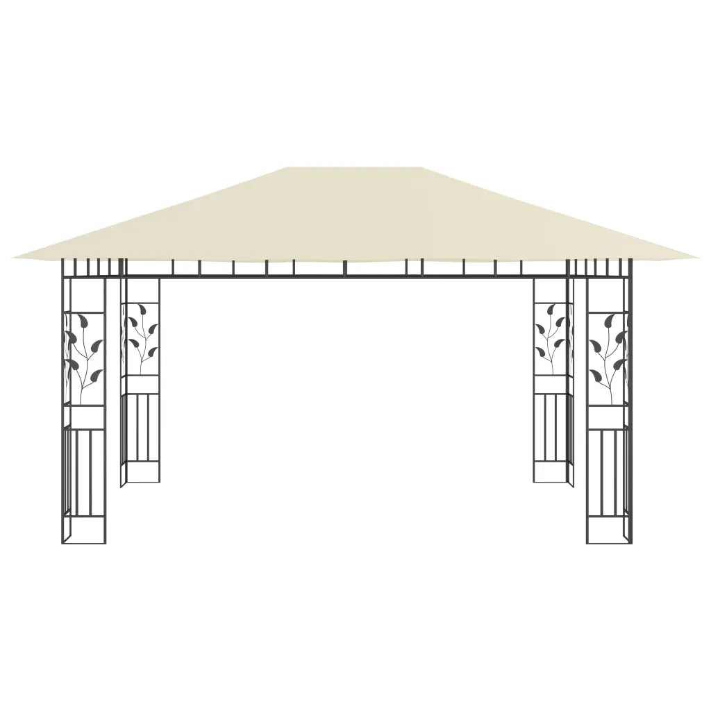 Pavilion cu plasă anti-țânțari & lumini LED crem 4x3x2,73m