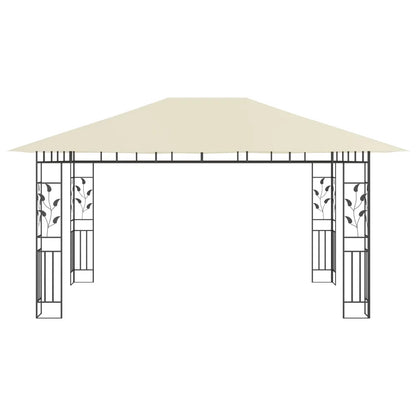Pavilion cu plasă anti-țânțari & lumini LED crem 4x3x2,73m
