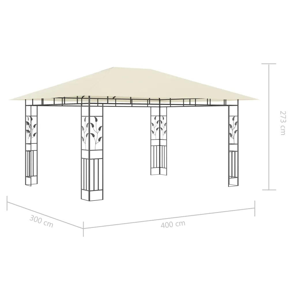 Pavilion cu plasă anti-țânțari & lumini LED crem 4x3x2,73m