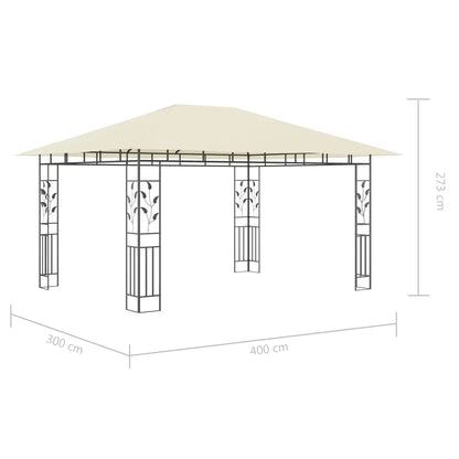Pavilion cu plasă anti-țânțari & lumini LED crem 4x3x2,73m