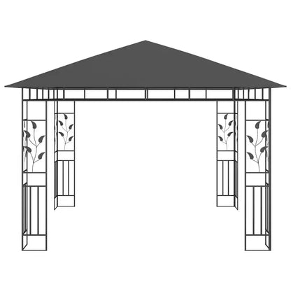 Pavilion cu plasă anti-țânțari&lumini LED, antracit, 3x3x2,73 m