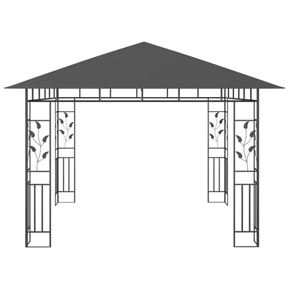 Pavilion cu plasă anti-țânțari&lumini LED, antracit, 3x3x2,73 m