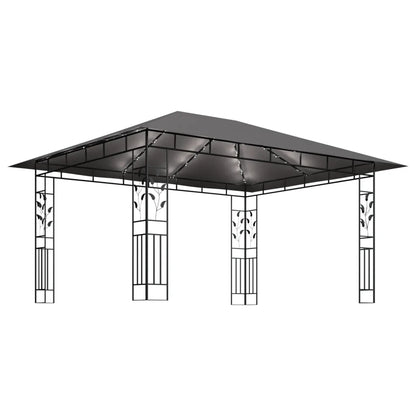 Pavilion cu plasă anti-țânțari&lumini LED, antracit, 4x3x2,73 m