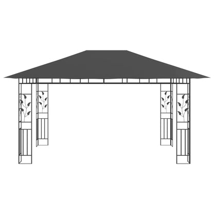 Pavilion cu plasă anti-țânțari&lumini LED, antracit, 4x3x2,73 m
