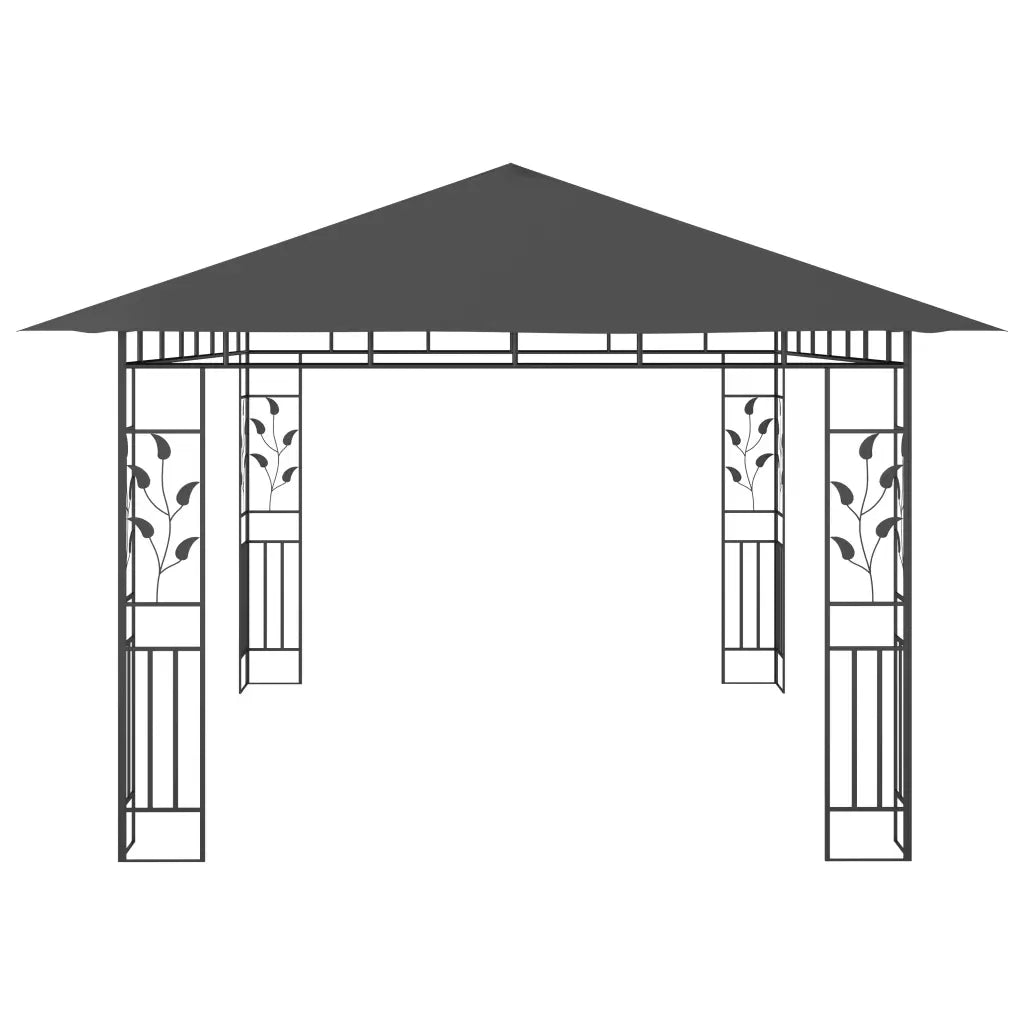 Pavilion cu plasă anti-țânțari&lumini LED, antracit, 4x3x2,73 m