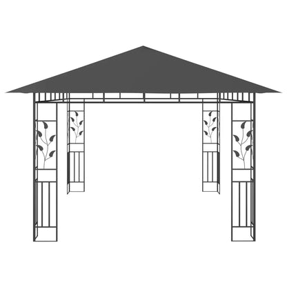 Pavilion cu plasă anti-țânțari&lumini LED, antracit, 4x3x2,73 m