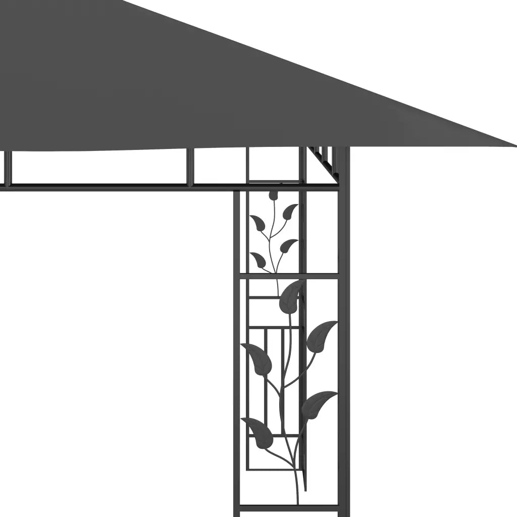Pavilion cu plasă anti-țânțari&lumini LED, antracit, 4x3x2,73 m