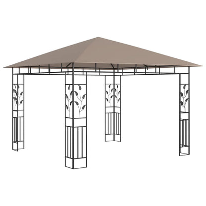 Pavilion cu plasă anti-țânțari&lumini LED,gri taupe, 3x3x2,73 m