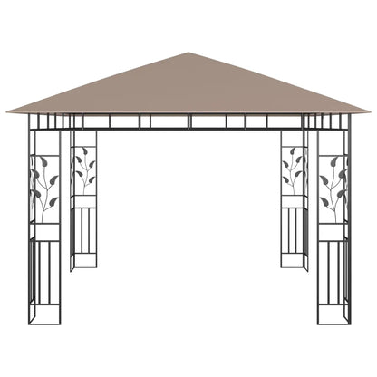 Pavilion cu plasă anti-țânțari&lumini LED,gri taupe, 3x3x2,73 m