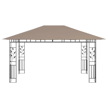 Pavilion cu plasă anti-țânțari&lumini LED,gri taupe, 4x3x2,73 m