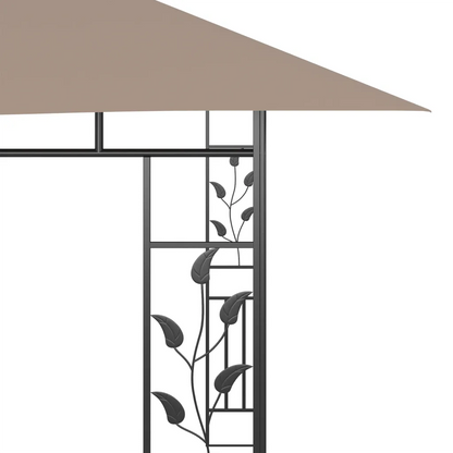 Pavilion cu plasă anti-țânțari&lumini LED,gri taupe, 4x3x2,73 m