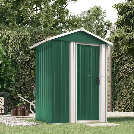 Șopron de grădină, verde, 126x97,5x177 cm, oțel zincat