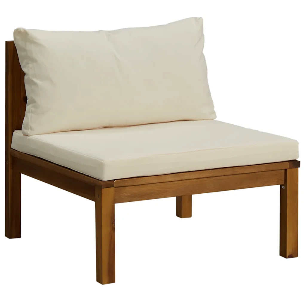 Set canapea 2 piese cu perne alb crem, lemn masiv de acacia