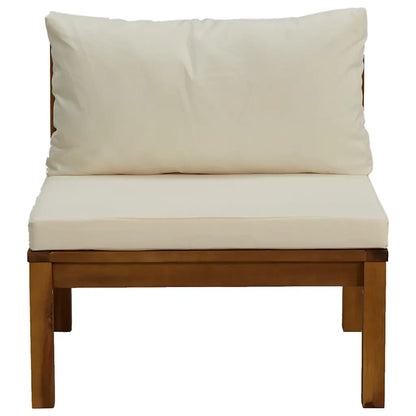 Set canapea 2 piese cu perne alb crem, lemn masiv de acacia