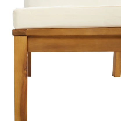 Set canapea 2 piese cu perne alb crem, lemn masiv de acacia