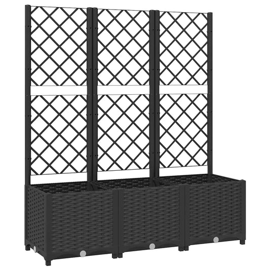 Jardinieră de grădină cu spalier, neagră, 120x40x136 cm, PP